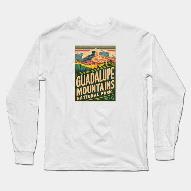 Vintage Guadalupe Mountains National Park Long Sleeve T-Shirt by Perspektiva